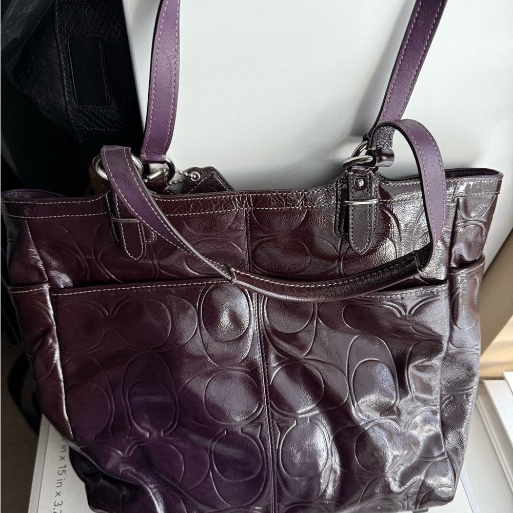 Coach Elegant Purple Leather Tote Bag